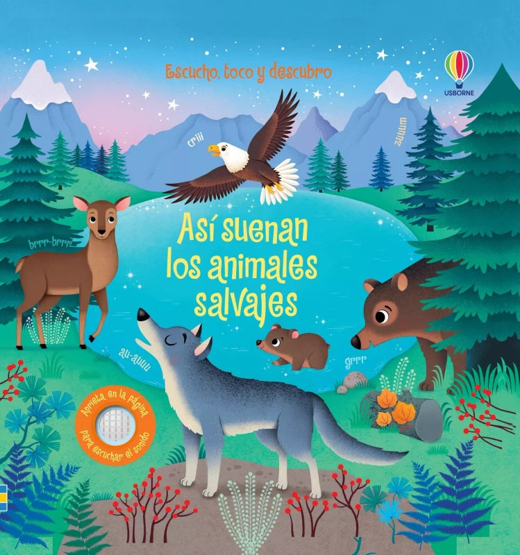 Portada del libro Así suenan los animales salvajes, libro sonoro infantil con sonidos de animales del mundo