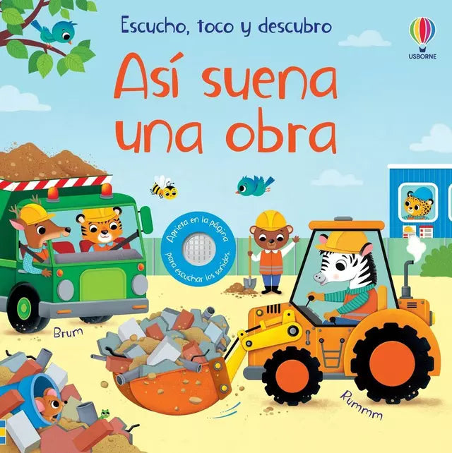 Portada del libro Así suena una obra, libro sonoro infantil con 10 botones y sonidos de construcción