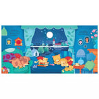 Páginas interiores del libro Así suena la noche, ilustraciones nocturnas con botones de sonido