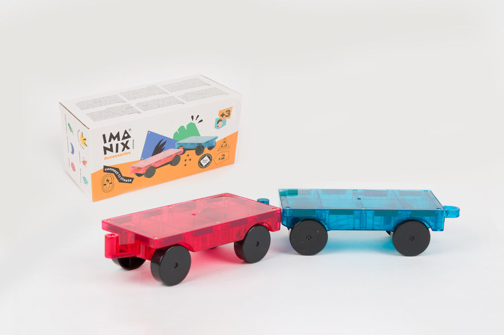 IMANIX Wagons, carros magnéticos para sumar movimiento a construcciones, vista principal del set