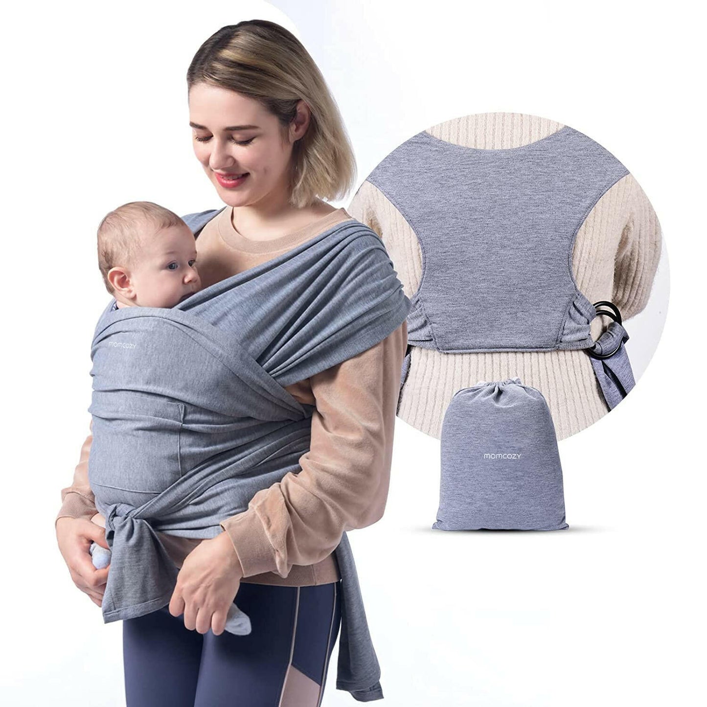 PORTA BEBE FULAR GRIS MOMCOZY