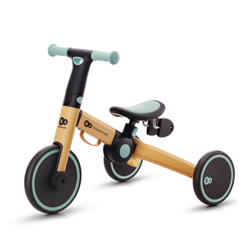Triciclo 4TRIKE 3 en 1 Kinderkraft, detalle de sillín y componentes para niños 1 a 3 años