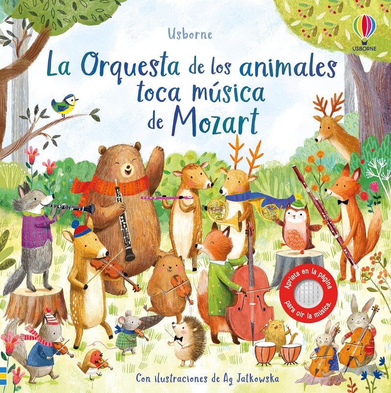 Libro musical infantil La orquesta de los animales Mozart, música clásica, imagen
