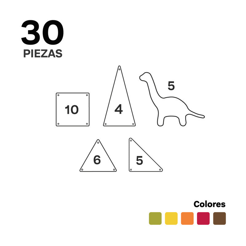 IMANIX Dino 30, composición del set con dinosaurios y piezas incluidas, vista del contenido