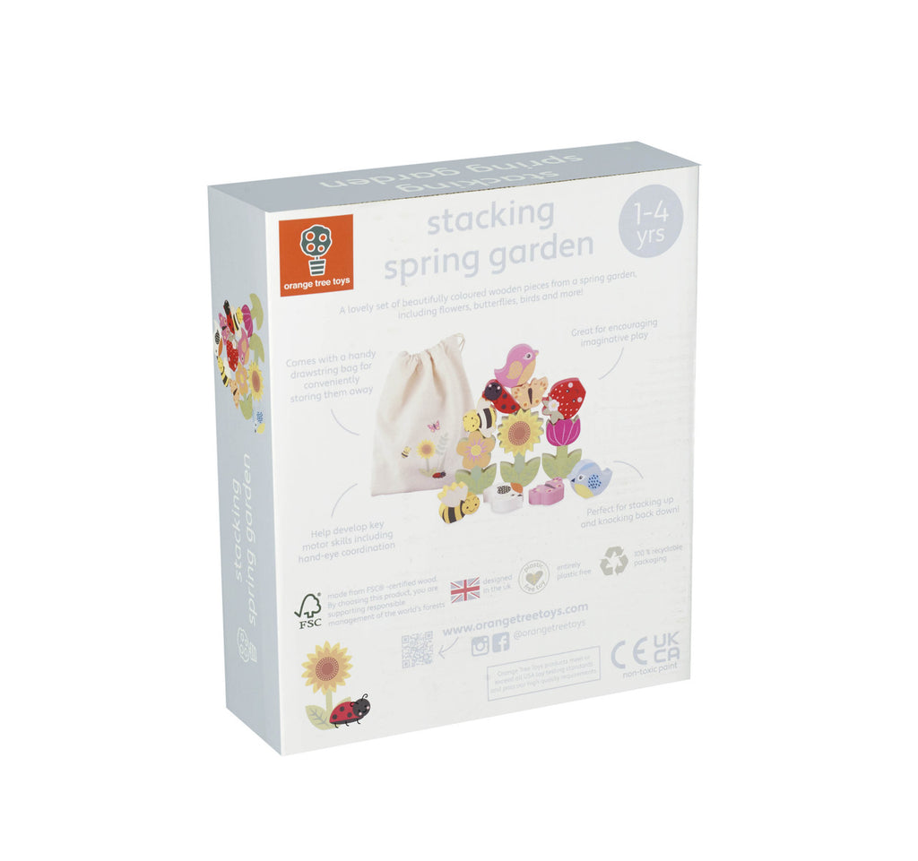 Caja del juego Jardín de madera para apilar, empaque reciclable y diseño ilustrado