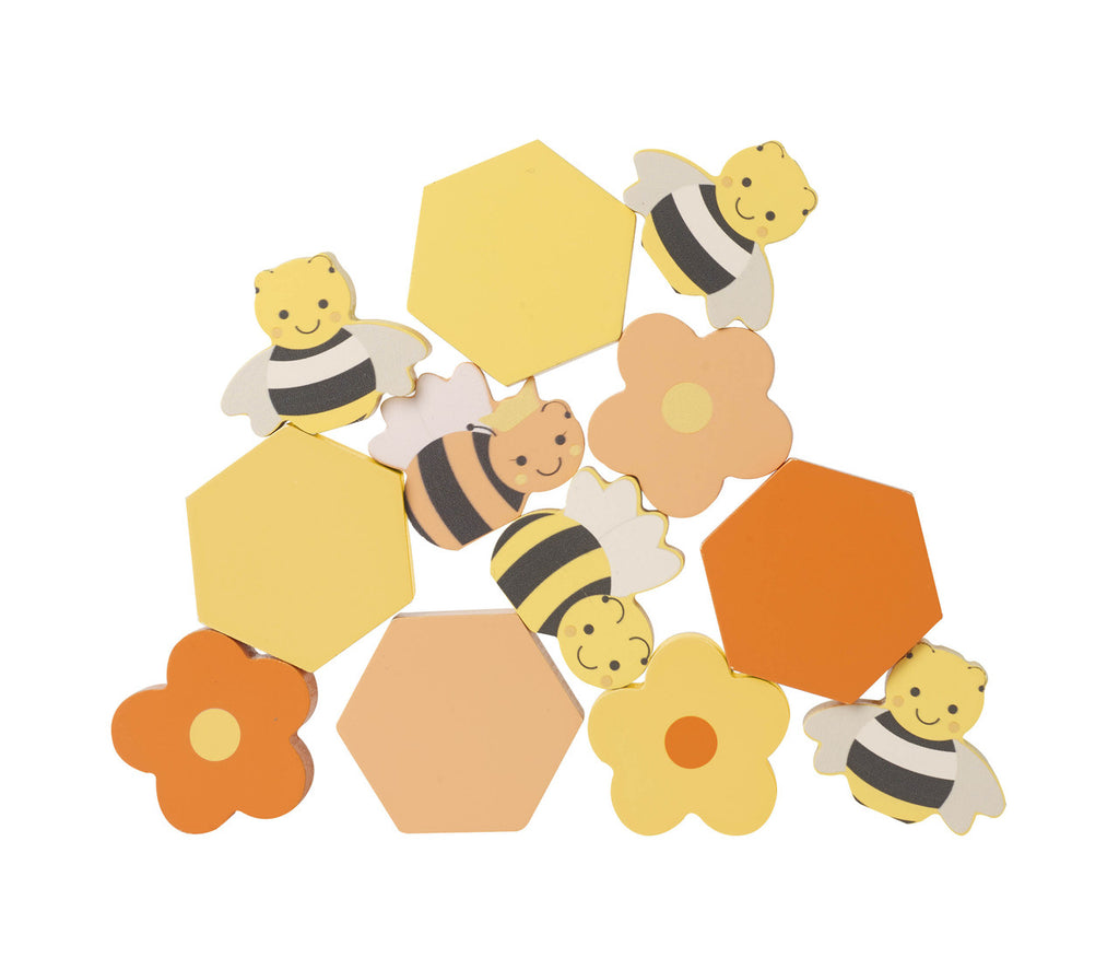 Set apilable Stacking Bees Orange Tree, abejas flores y panales, imagen 1
