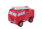 Camión de bomberos de madera, foto lifestyle en contexto de juego para niños