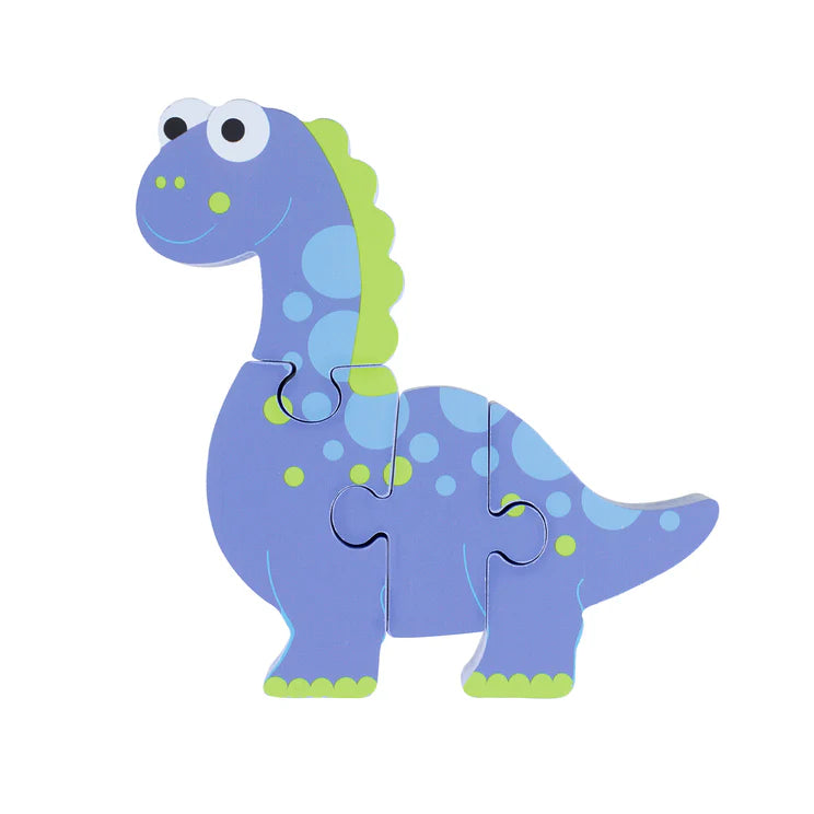 Mini puzle de madera Diplodocus, foto lifestyle del rompecabezas en uso por niños