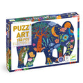 Foto del puzzle de elefante puzz'art en su caja. una caja colorida.