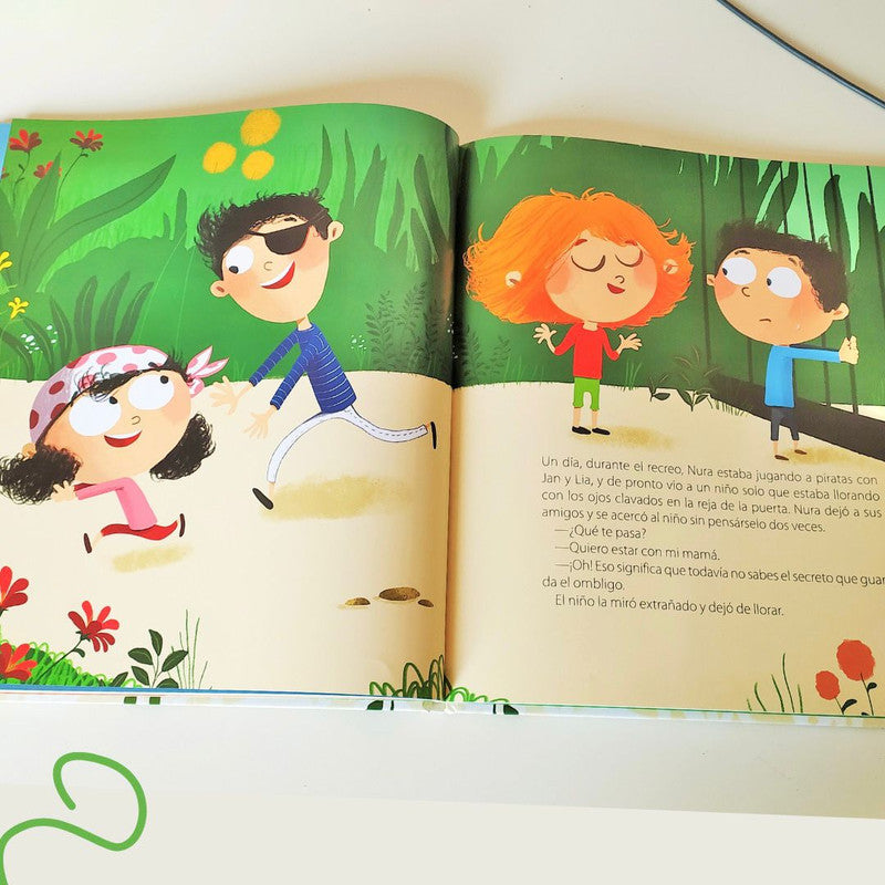 Detalle del libro El Hilo Invisible, ilustraciones a color y lectura infantil sobre conexión