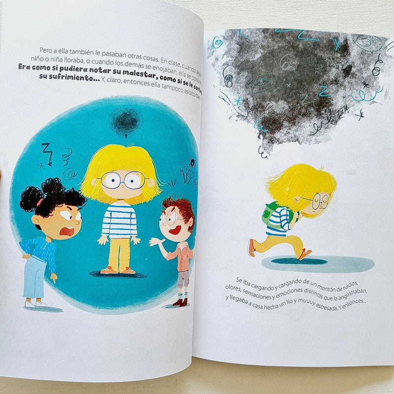 Libro Sensibles, páginas interiores con ilustraciones a color del cuento