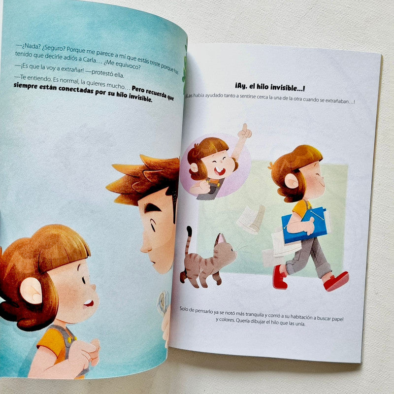 Libro Los mil colores del hilo invisible, páginas interiores con ilustraciones a color