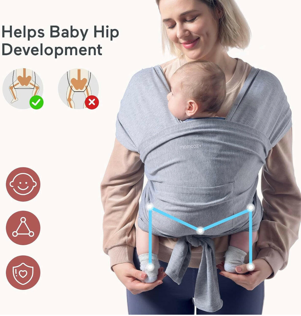 PORTA BEBE FULAR GRIS MOMCOZY