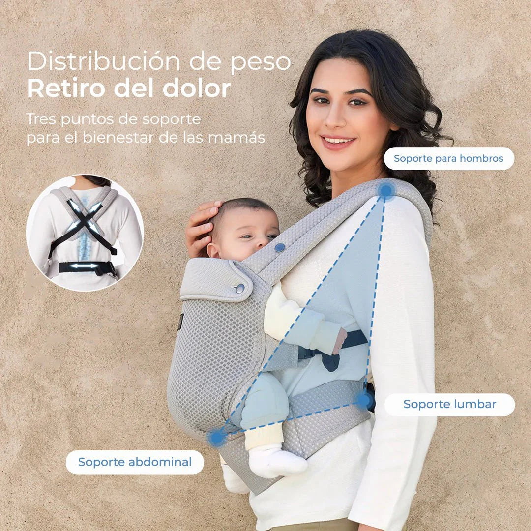 PORTA BEBE MALLA GRIS  MOMCOZY
