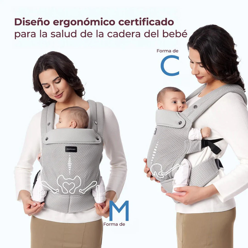 PORTA BEBE MALLA GRIS  MOMCOZY