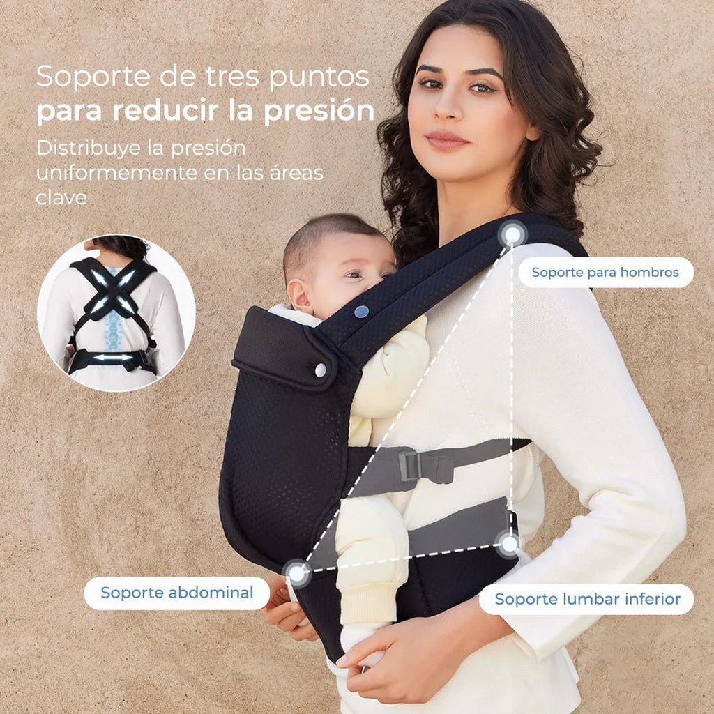 PORTA BEBE MALLA NEGRA  MOMCOZY